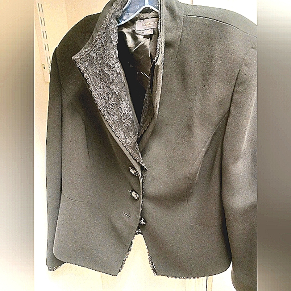A Liz Claiborne Black Classic Fit Blazer with Lace Trimming